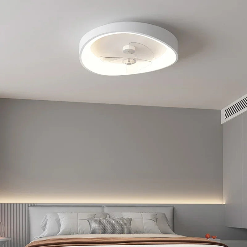 Nordic Style Bedroom LED Ceiling Fan Light White Modern Luminarias Pendant Fixtures