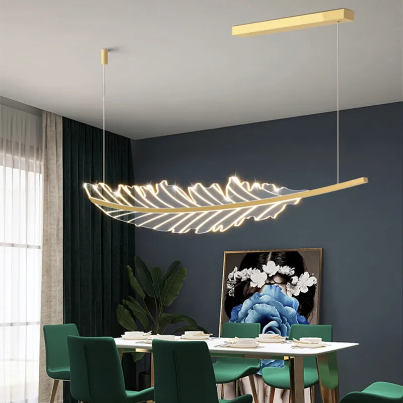 Leaf Shaped Golden Chandelier for Living Room, Dining Room, Kitchen, and Coffee Shop