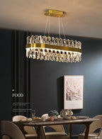 Gold Crystal Chandelier LED Light for Dining and Living Room