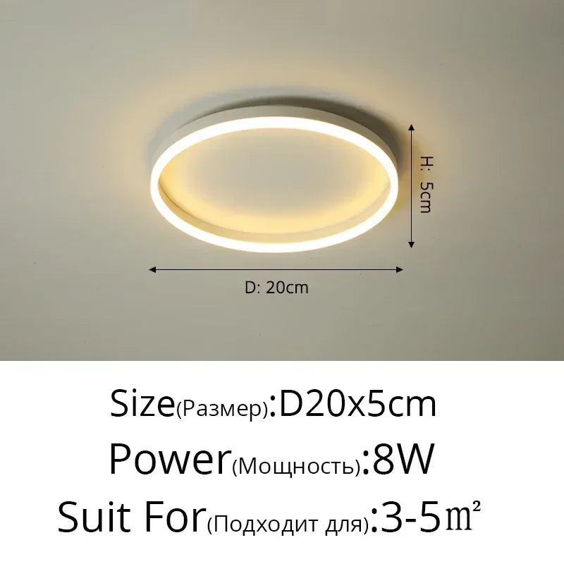 Modern Round Bedroom LED Ceiling Light for Living Room Study, Home Decor Lighting