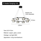 Glass LED Chandelier: Modern Minimalist Copper Pendant Light for Living Room & Bedroom