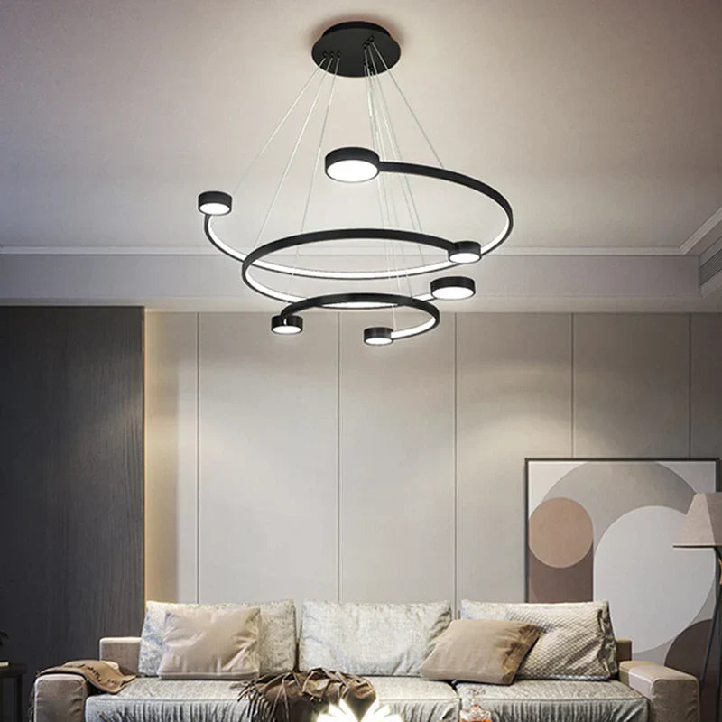 LED Ring Chandelier: Modern Nordic Hanging Light for Dining, Living Room, and Lobby