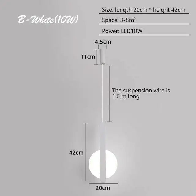 Nordic Black Pendant Lamp for Bedroom Decoration