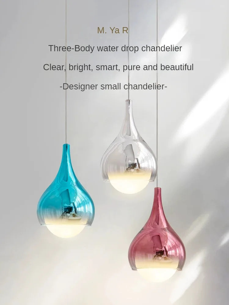 LED Water Droplet Ceiling Chandelier - Modern Bedroom Pendant Lamp