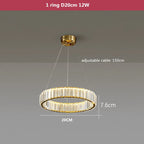 Luxury Gold Steel Crystal Chandelier Pendant Lights - Remote Control Dimmable Fixture