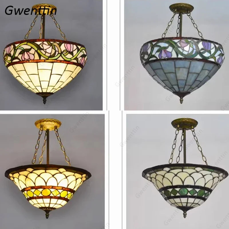 Stained Glass Tiffany Chandelier Pendant Light for Mediterranean Home Decor