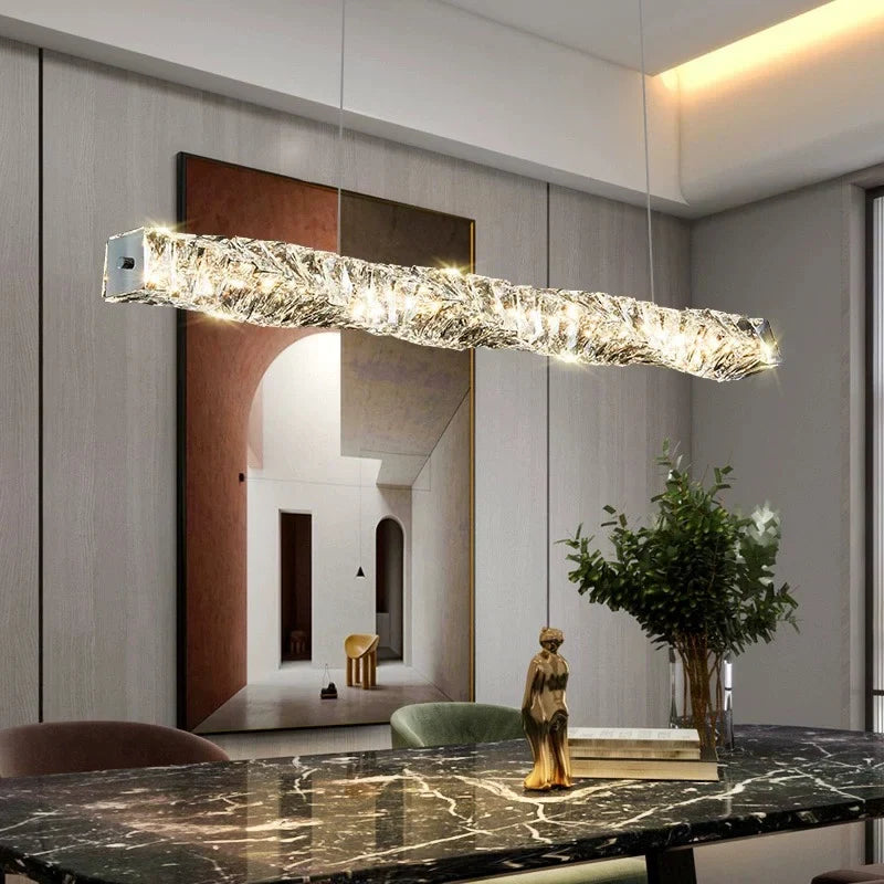 Modern Gold Crystal LED Chandelier for Dining Room & Bar Tables