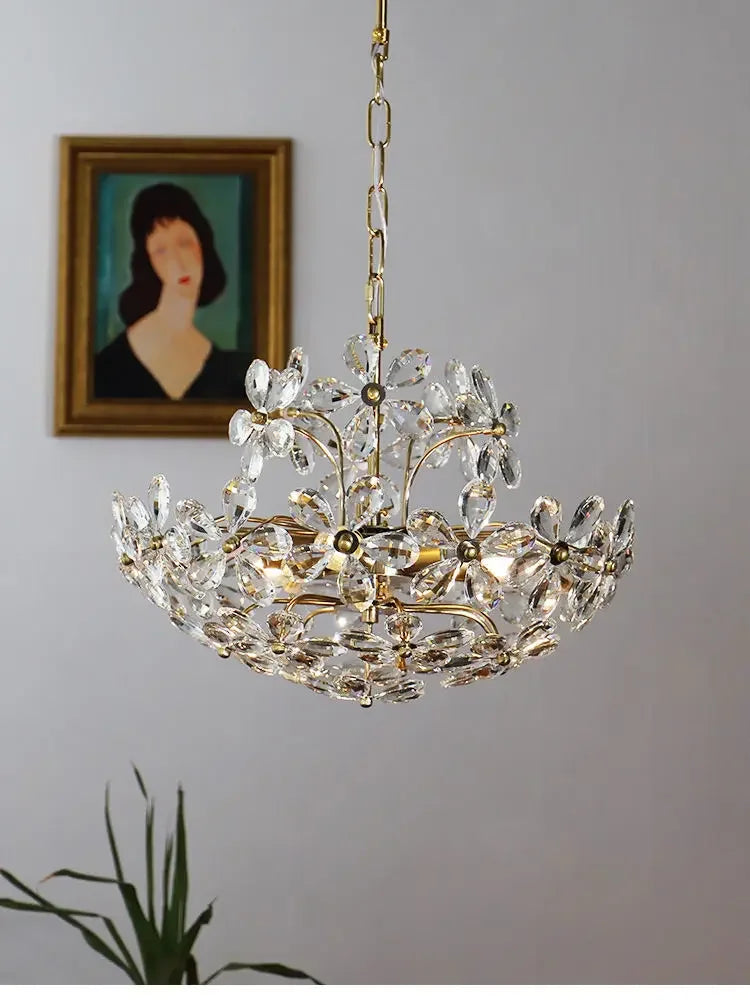 Crystal Flower Pendent Chandelier - Modern Design for Living Room, Restaurant, and Bedroom