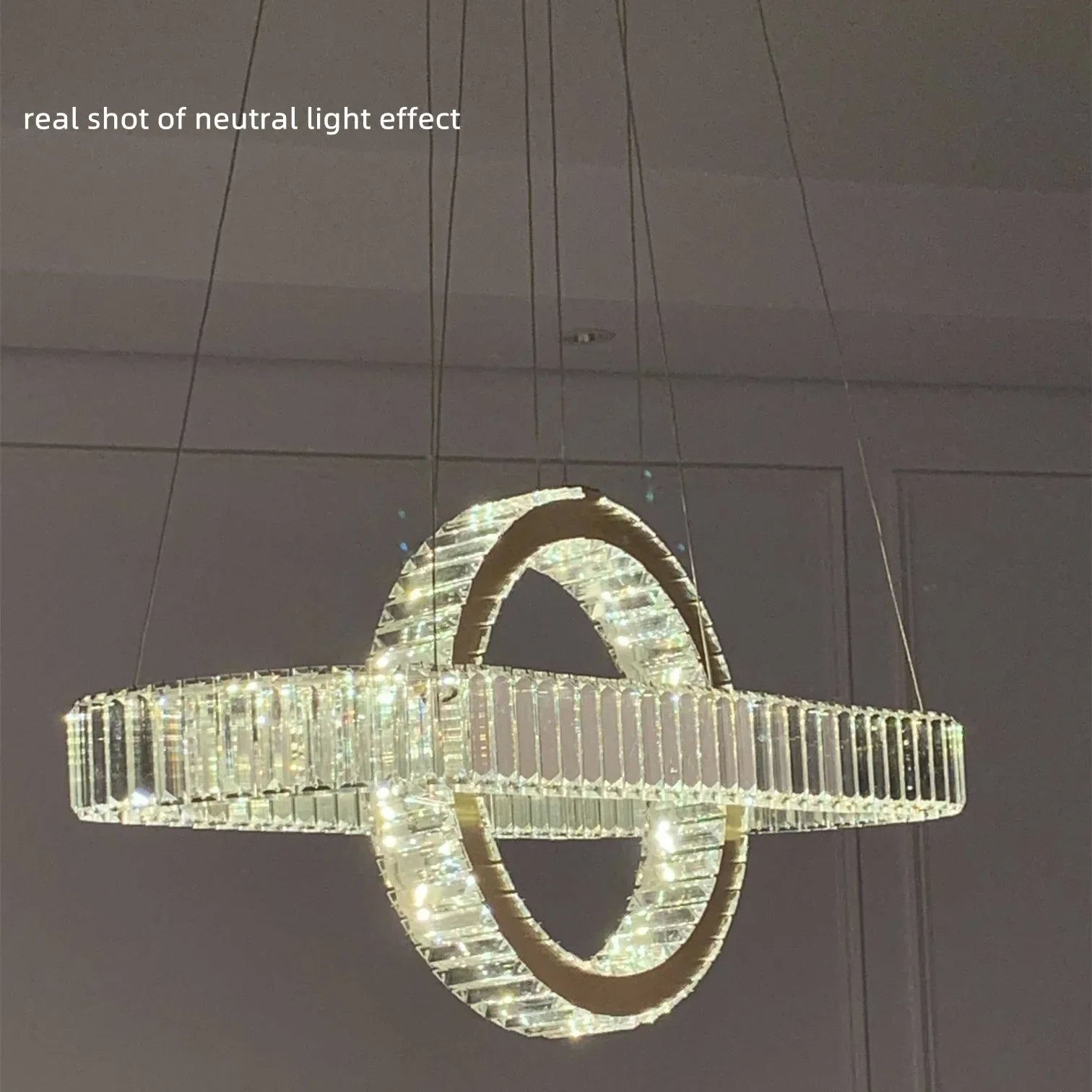 Oval Chrome Gold Steel LED Crystal Pendant Light