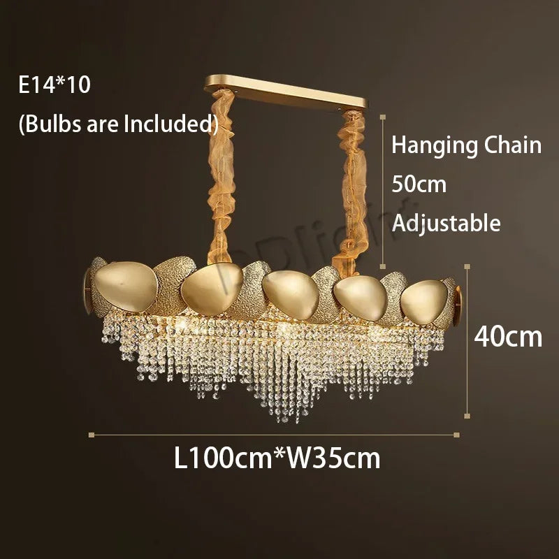 Crystal Tassles LED Pendant Chandelier | Modern Luxury Living Room Ceiling Light