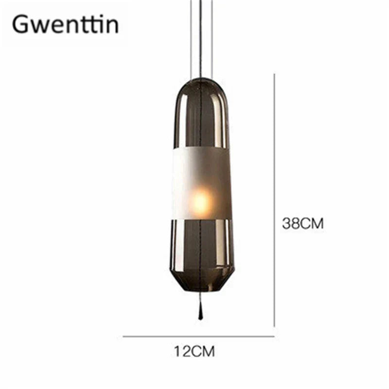 Glass Pendant Lights for Dining Room Bedroom, LED Industrial Hanging Lamp, Modern Home Decor