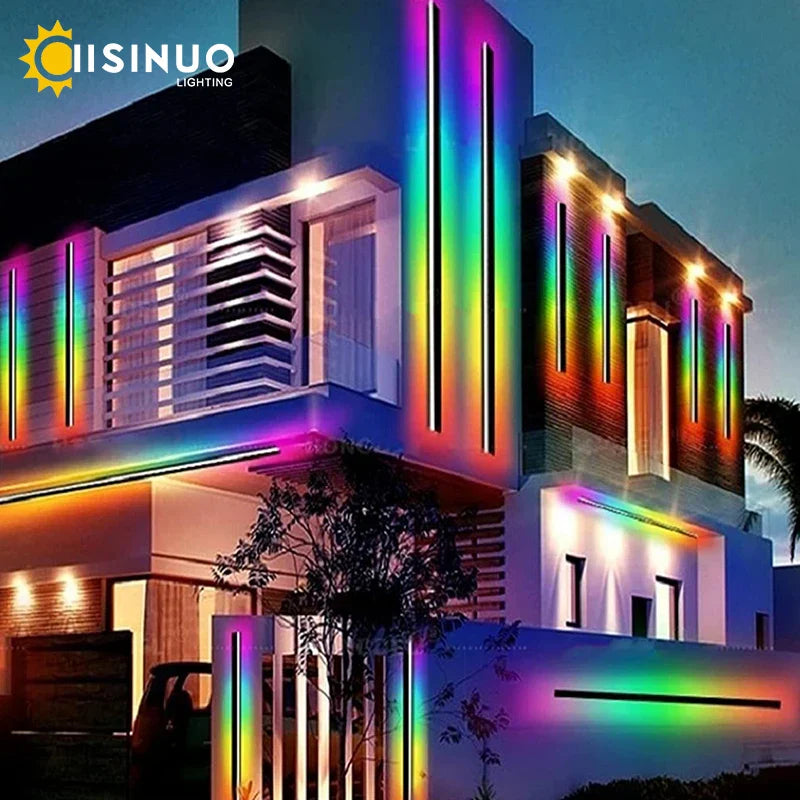 RGB Tall Outdoor Christmas Light Decoration - 7 Colors Atmosphere Remote Sconces
