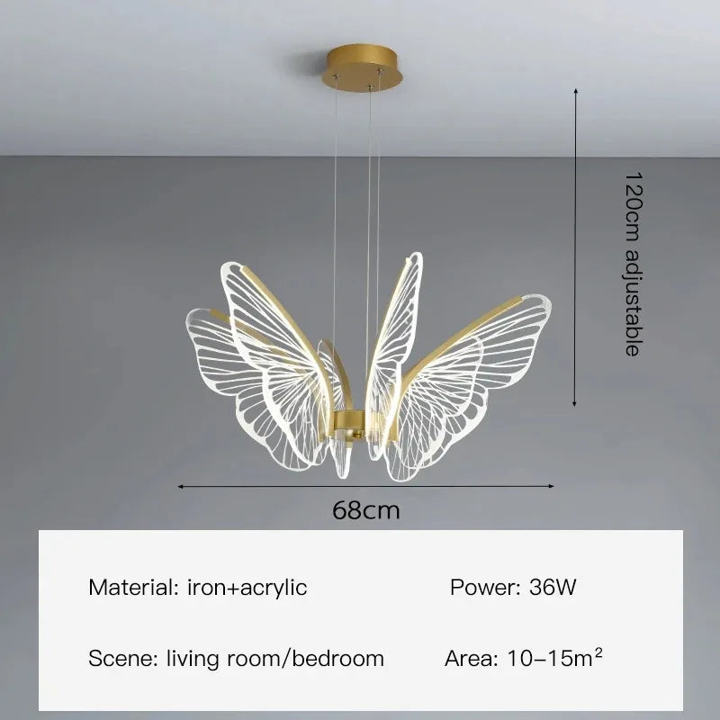 Modern LED Butterfly Chandelier: Elegant Lighting Fixture for Home Decor and Ambiance