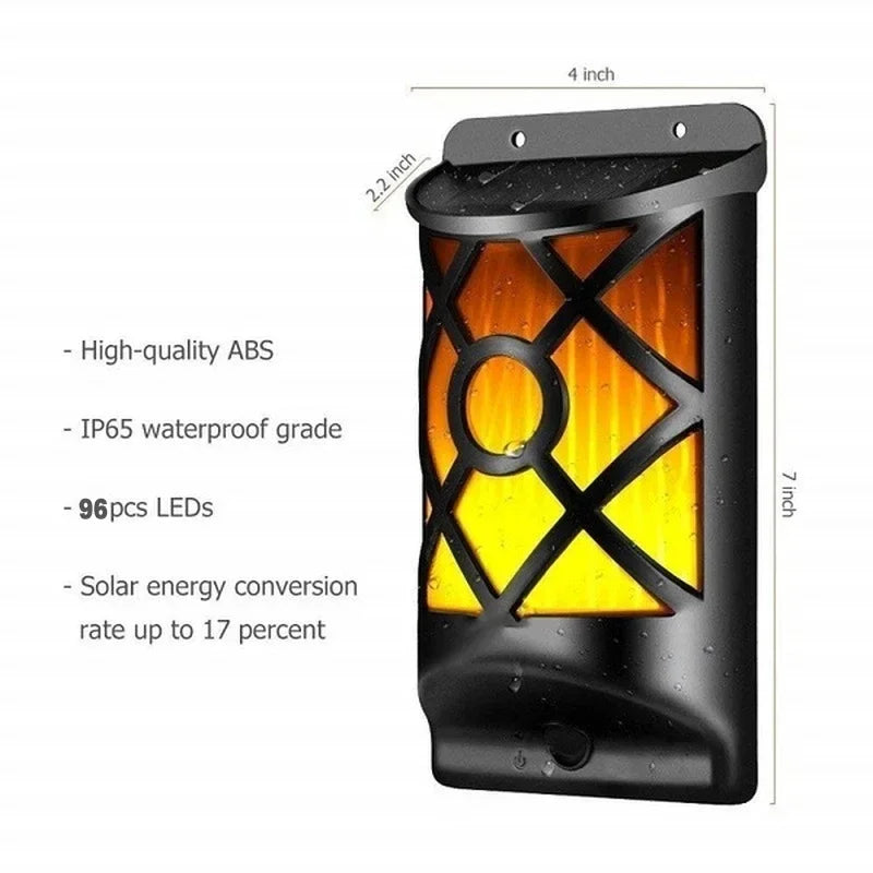 Solar Flame Lights: Outdoor Garden Yard Waterproof Flickering Wall Lights