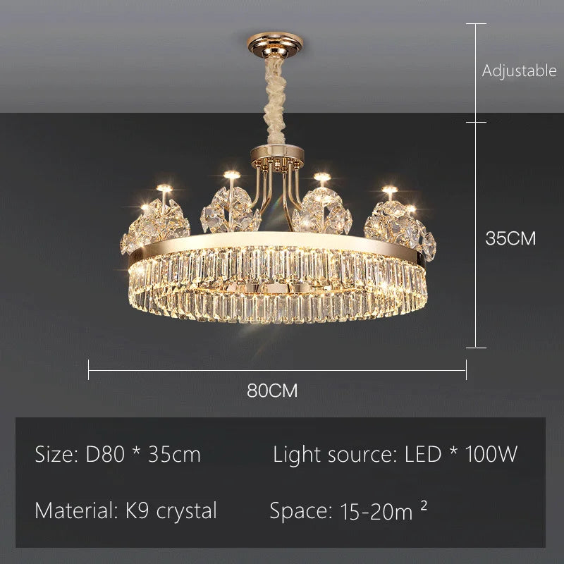Luxe Crystal Ceiling Chandelier - Elegant Home Decor Hanging Light for Living Room