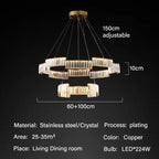 Crystal Pendant Chandelier: Modern Luxury LED Fixture for Living Dining Kitchen Bedroom