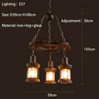 Iron Wheel LED Pendant Lights - Industrial Metallic Lustre Hanging Lamps
