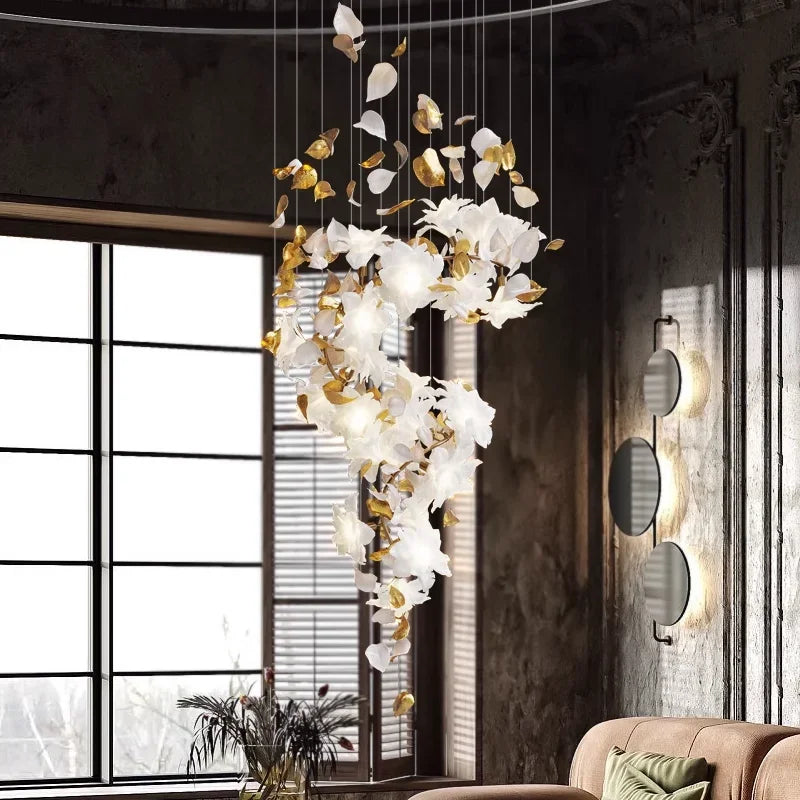Crystal Flower Chandelier: Luxury Ceiling Pendant Light for Home Decor