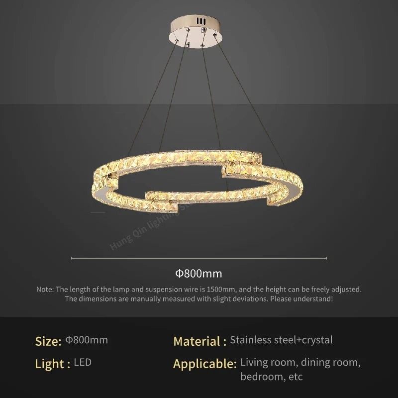 Circular Crystal Pendant Light Chandelier for Living Room