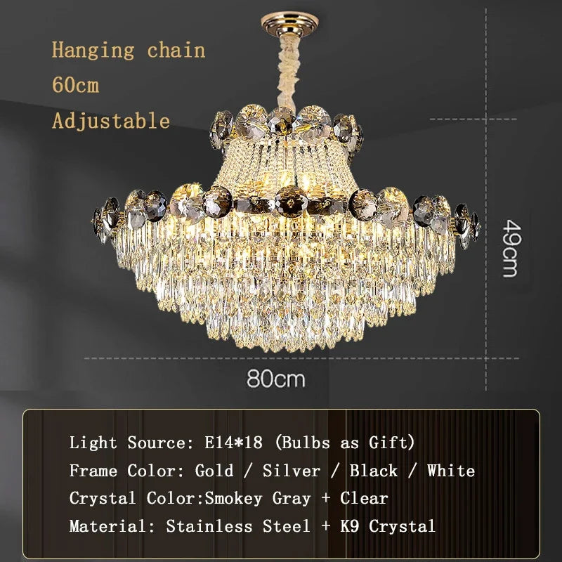 Modern Crystal Chandeliers for Luxury Living Room Staircase Lighting