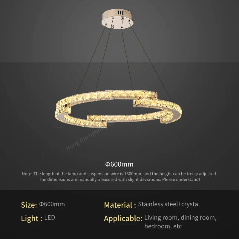 Circular Crystal Pendant Light Chandelier for Living Room