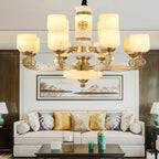 Zen Jade Chandelier: Modern Chinese Style Living Room Lamp for Villa, Restaurant, and Building