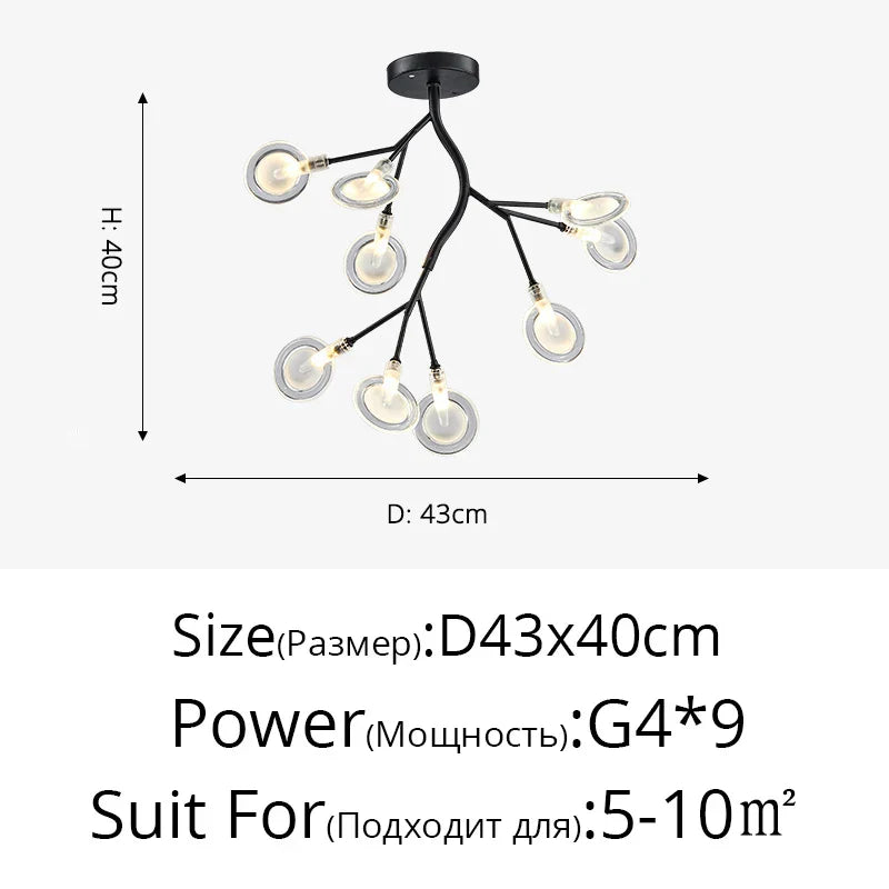 Branch Shape Firefly Ceiling Chandelier G4 Led Lighting Indoor Hanging Lamp
