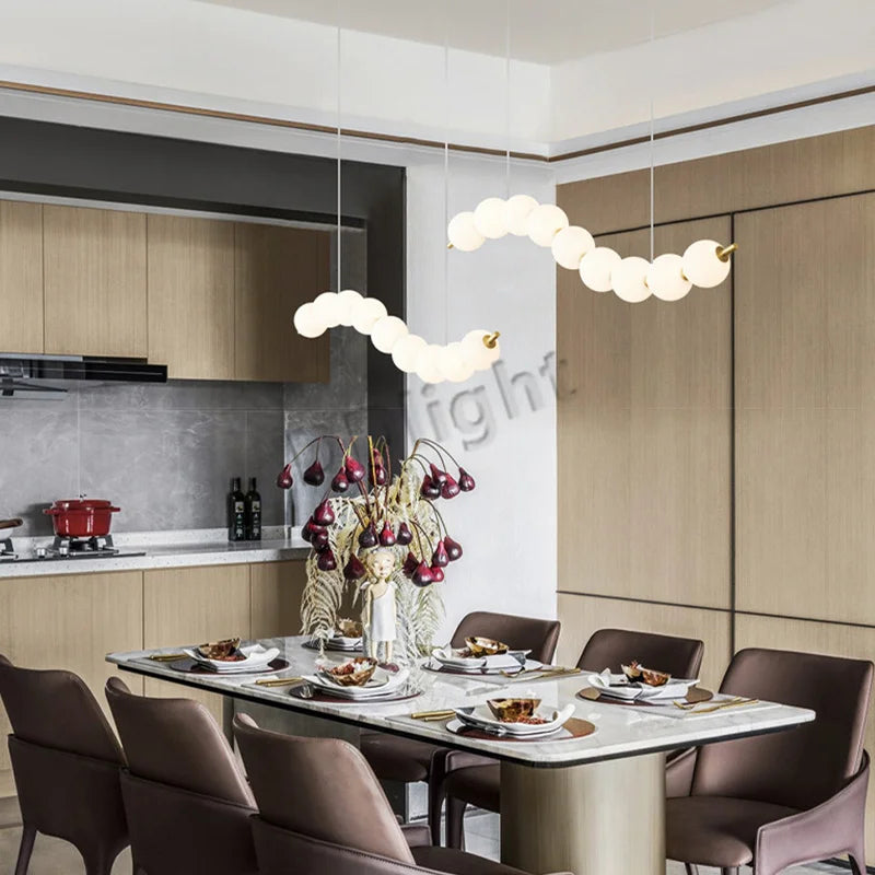 Modern LED Copper Ceiling Chandelier White Ball Pendant Light Fixtures