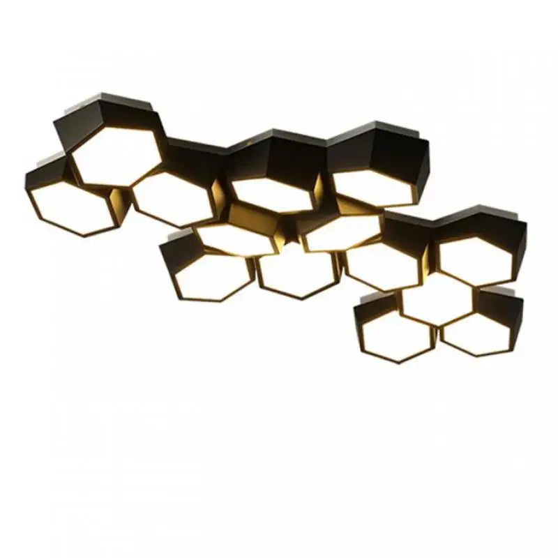 Hexagon LED Ceiling Lights, Smart Control Dimmable Chandelier for Living Room & Bedroom