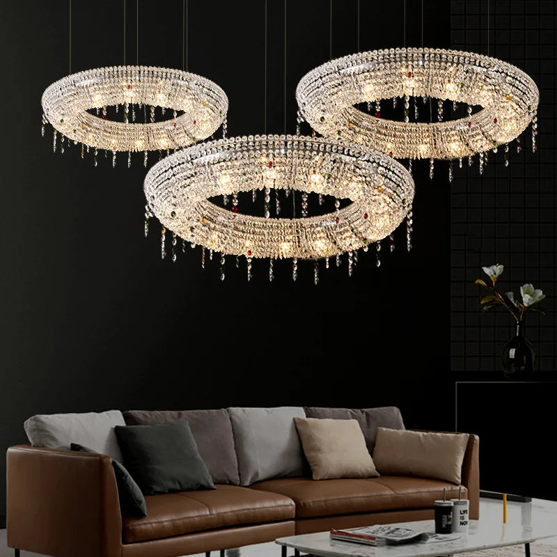 Oval LED Crystal Chandelier for Modern Living Dining Room Decor