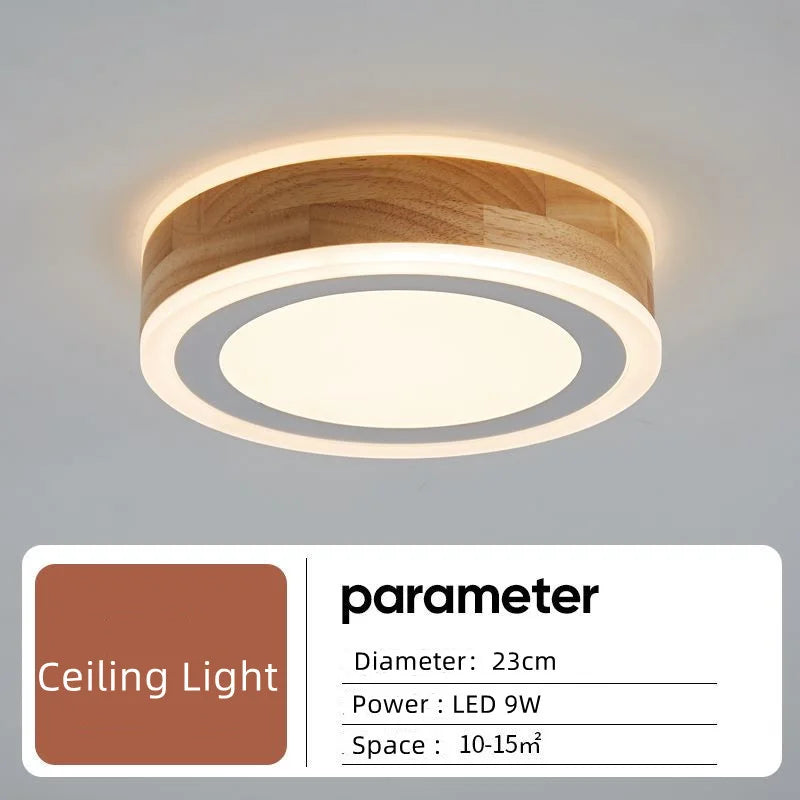 Round Wood LED Ceiling Lights for Modern Home Decor