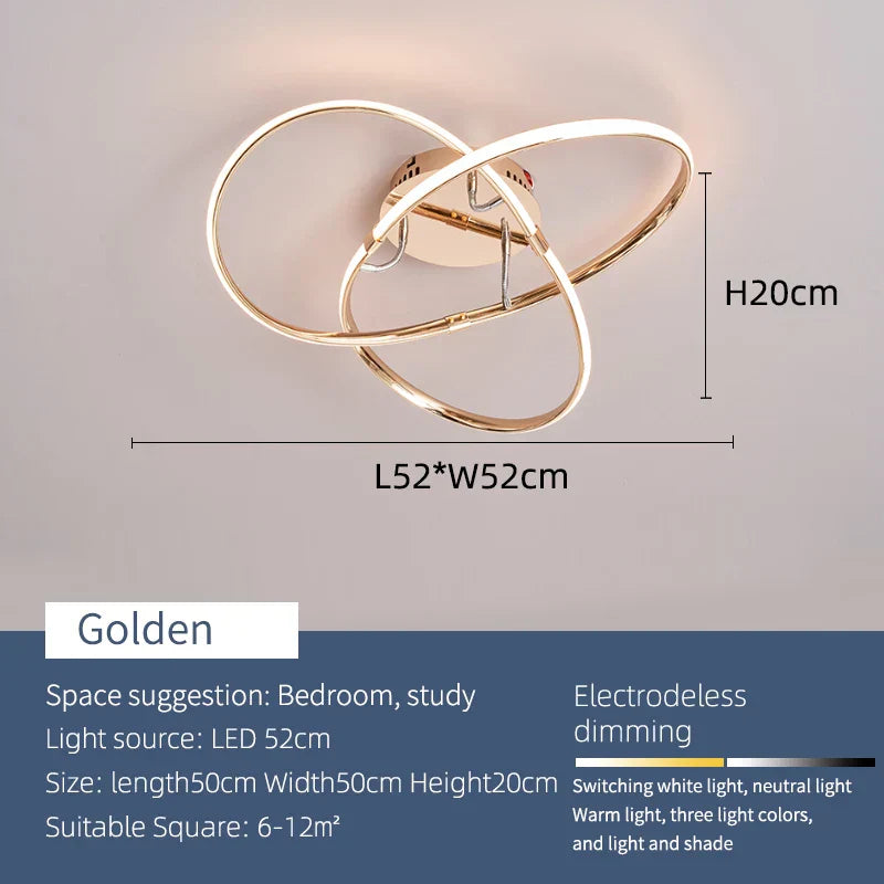 Modern Smart LED Ceiling Lights | Black/Chrome/Gold for Living Room, Bedroom, Study
