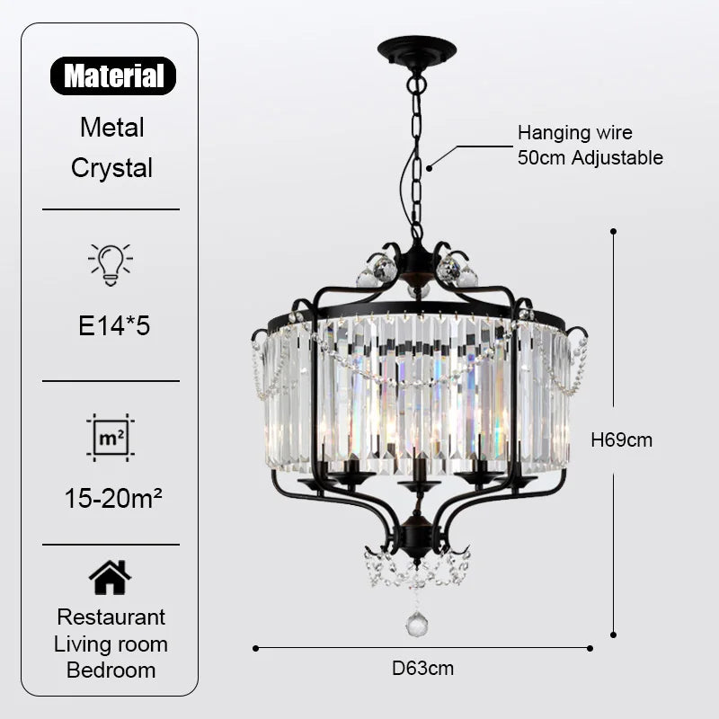 Modern LED Crystal Iron Art Chandelier for Luxury Living Spaces