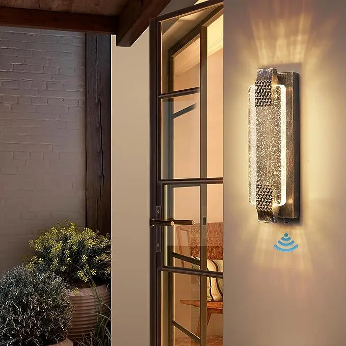 Crystal Bubble Glass LED Outdoor Wall Sconce for Porch and Garden