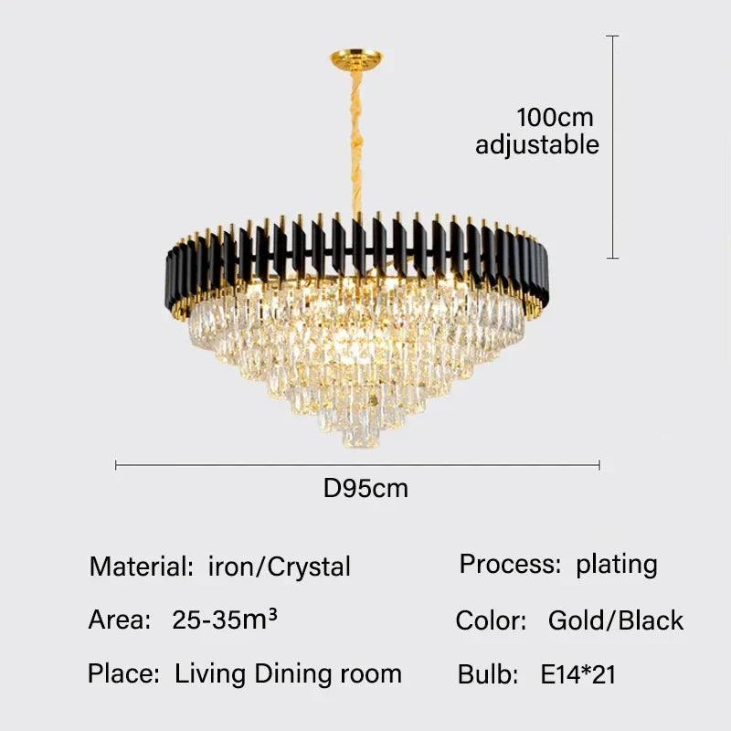 Crystal Pendant Chandelier - Modern Luxury LED Lighting for Living, Dining, Bedroom