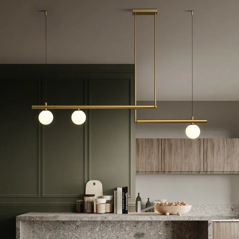 Minimalist Linear Pendant Light for Modern Living Room, LED Restaurant Chandelier