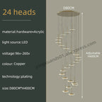 Nordic Black Gold Chandeliers LED Hanging Lamps Acrylic Suspension Loft Pendant Lights