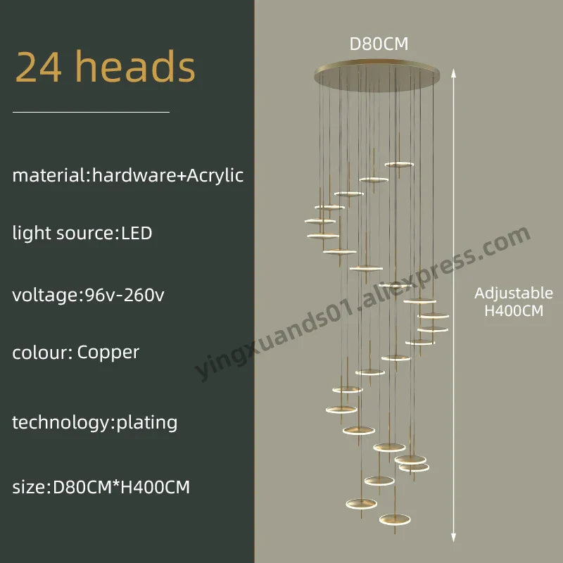 Nordic Black Gold Chandeliers LED Hanging Lamps Acrylic Suspension Loft Pendant Lights