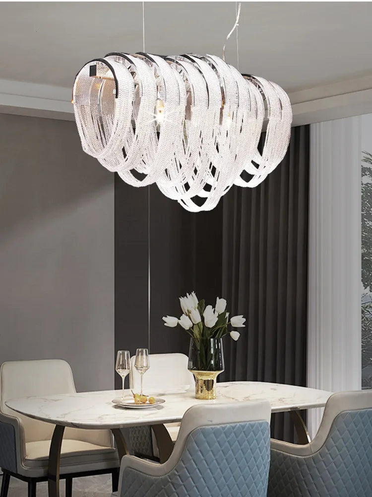 Tassel Crystal LED Chandelier: Nordic Style Round Pendant Lamp for Modern Home Decor