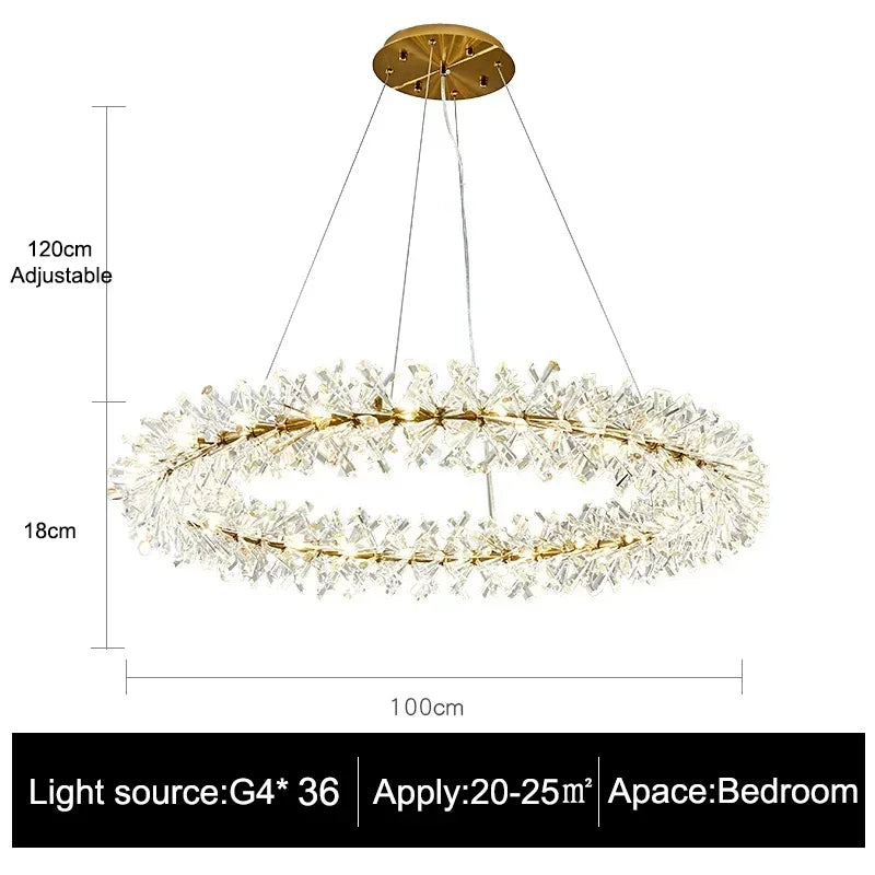 Luxury Crystal Chandelier LED Ceiling Light for Modern Living Room & Bedroom