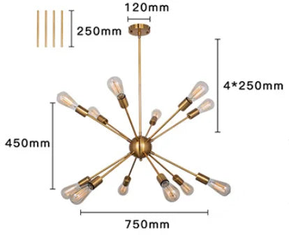 Gold Satellite Pendant LED Ceiling Lamp for Modern Living Room & Kitchen Decor