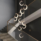 Moon Design Acrylic LED Chandelier Modern Staircase Pendant Light