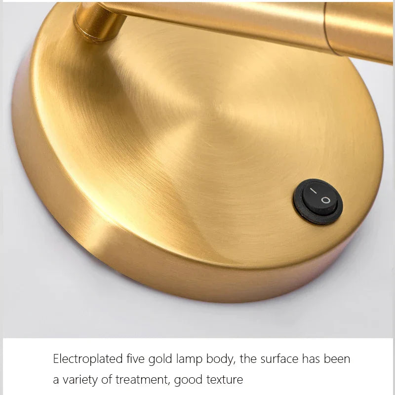 Modern Nordic Wall Lamp Sconce Black Brass Rotating Reading Light 3W