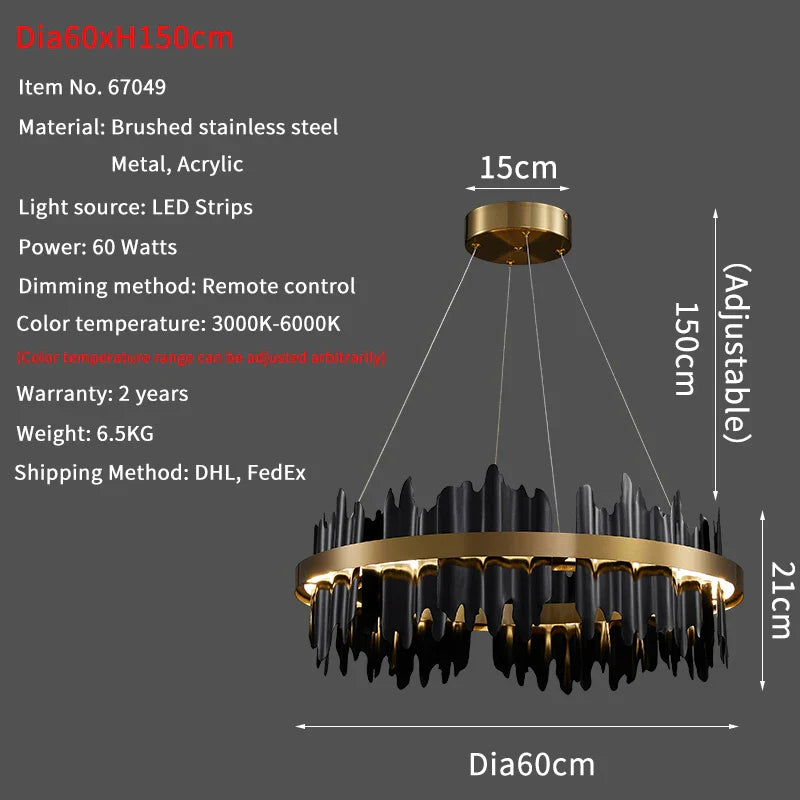 Modern Round LED Chandelier for Home Luxury Decor Lighting