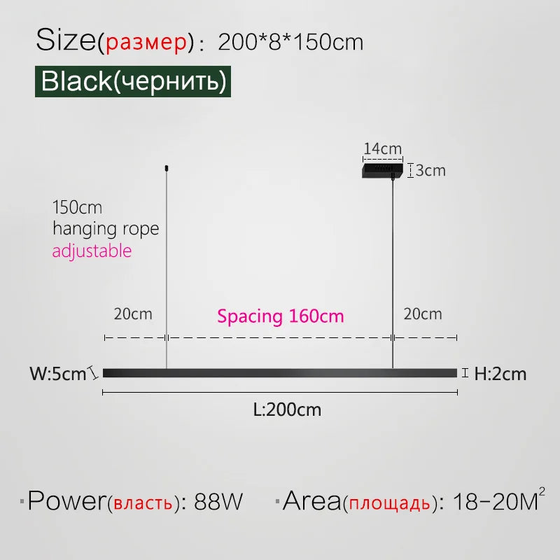 Nordic Minimalist Style Aluminum Chandelier for Dining Table, Bar, or Island