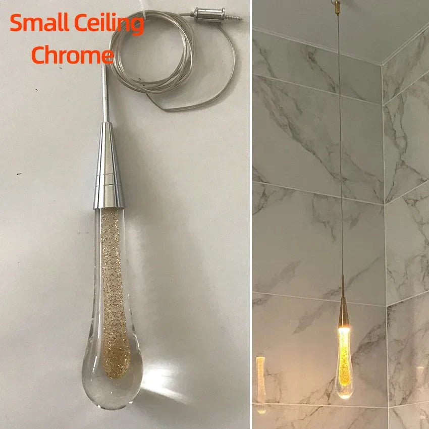 Tear Drop Crystal Glass LED Pendant Light Chandelier for Restaurant, Bar, and Staircase