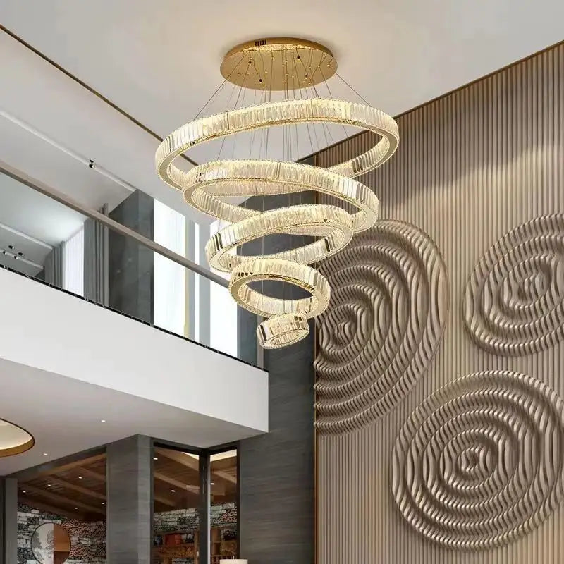 Crystal Chandelier: Modern Luxury Golden Lighting for Villa, Duplex Hall
