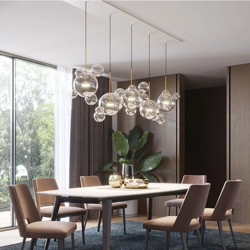 Mickey Bubble Chandeliers: Nordic Glass LED Lamp for Kitchen Home Decor