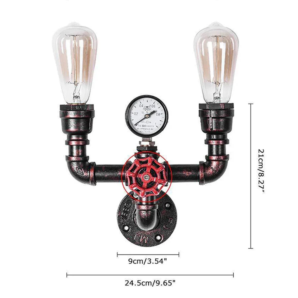 Retro Loft Water Pipe LED Wall Light - Multi Lights Industrial Iron Lamp