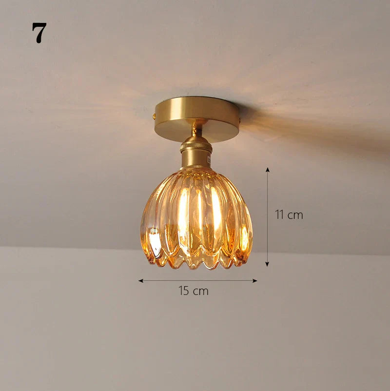 Glass Shade Pendant Ceiling Lamp for Kitchen Aisle Bedroom LED Lights Fixtures